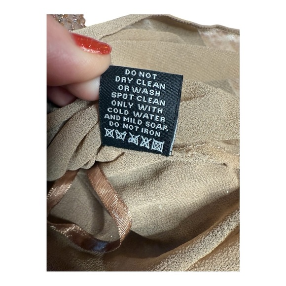 Adrianna Papell Boutique 1X Silk Beaded Sequin Blouse Sparkling Stars Golden NWT - Picture 11 of 15